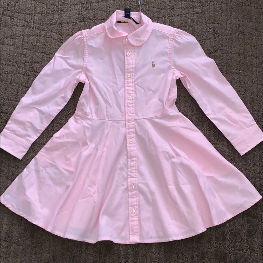 Toddler pink button up polo dress